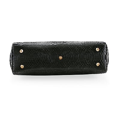 The Grand Pelle Black 100% Genuine Python Leather Handbag