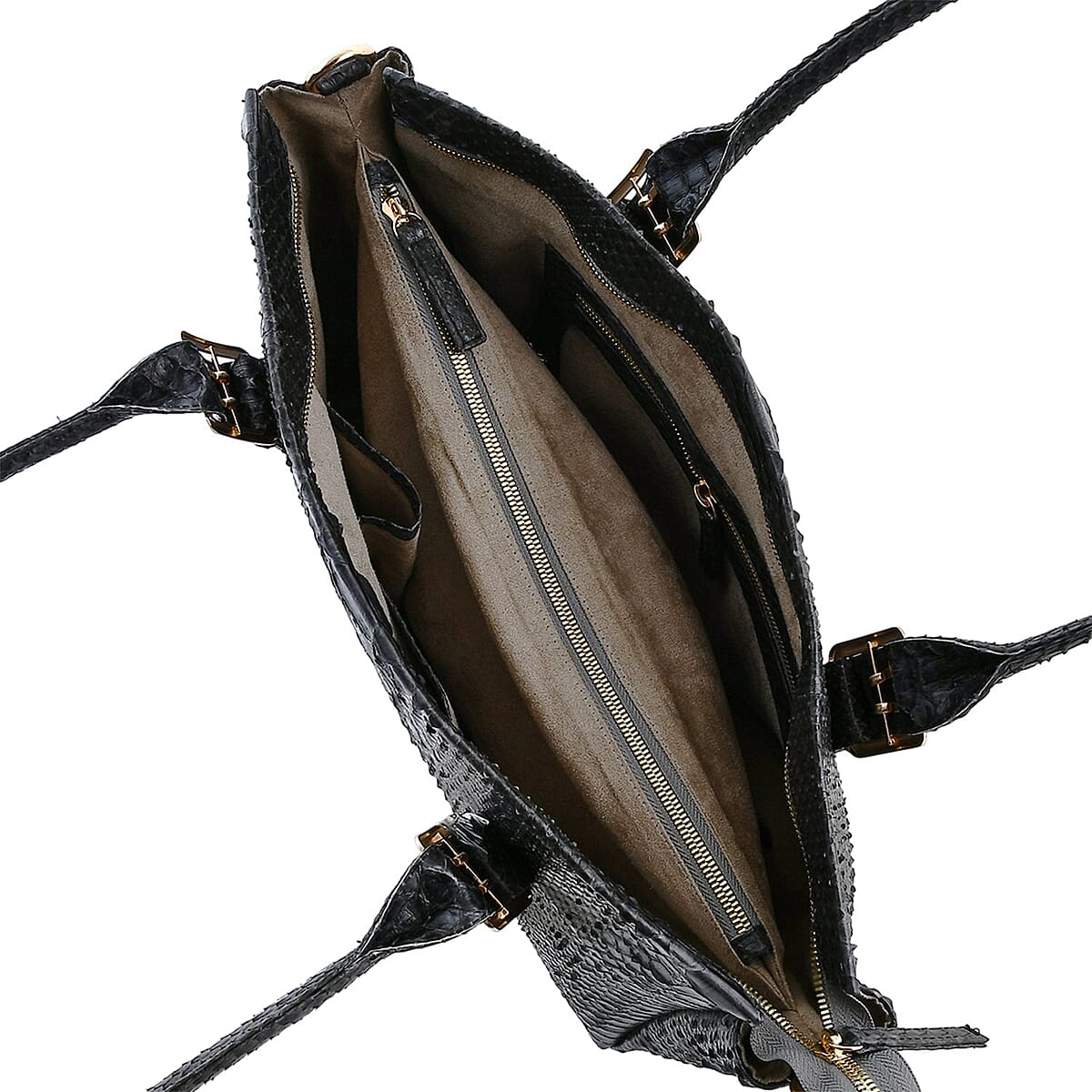 The Grand Pelle Black 100% Genuine Python Leather Handbag image number 7