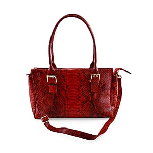 The Grand Pelle Red 100% Genuine Python Leather Handbag