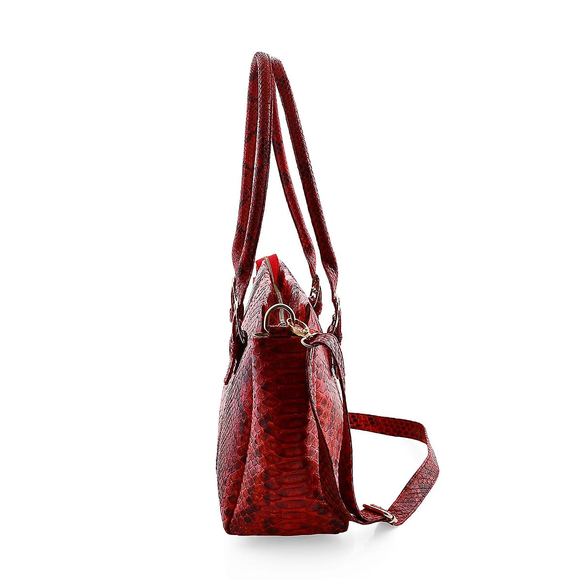 The Grand Pelle Red 100% Genuine Python Leather Handbag image number 4