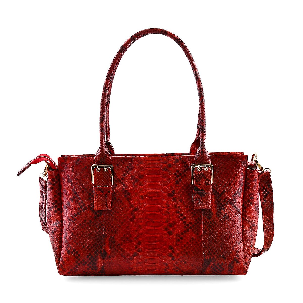 The Grand Pelle Red 100% Genuine Python Leather Handbag image number 5