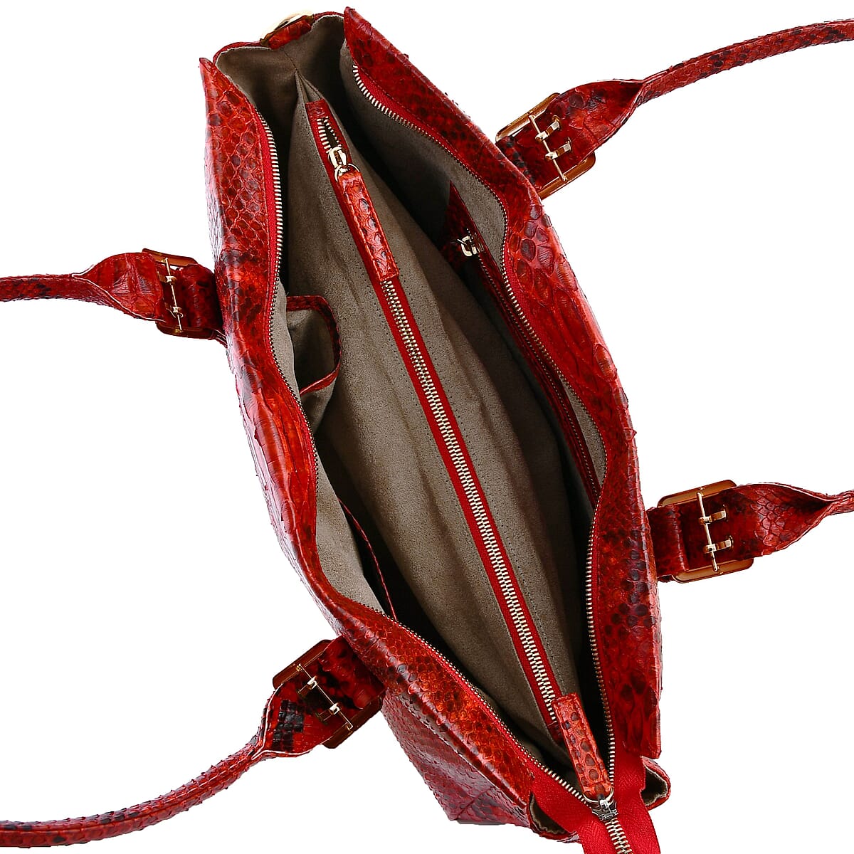 The Grand Pelle Red 100% Genuine Python Leather Handbag image number 7