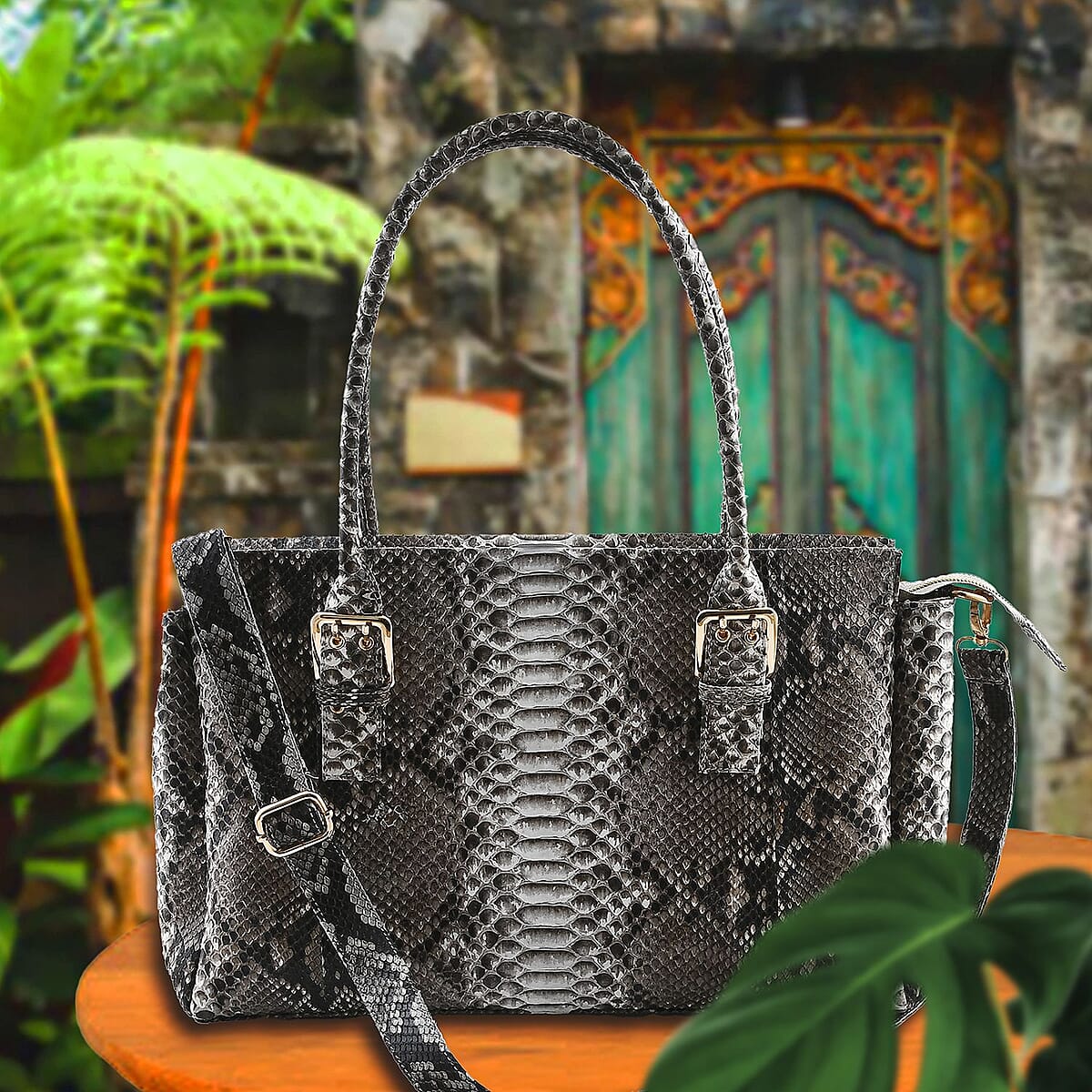 The Grand Pelle Natural 100% Genuine Python Leather Handbag image number 1