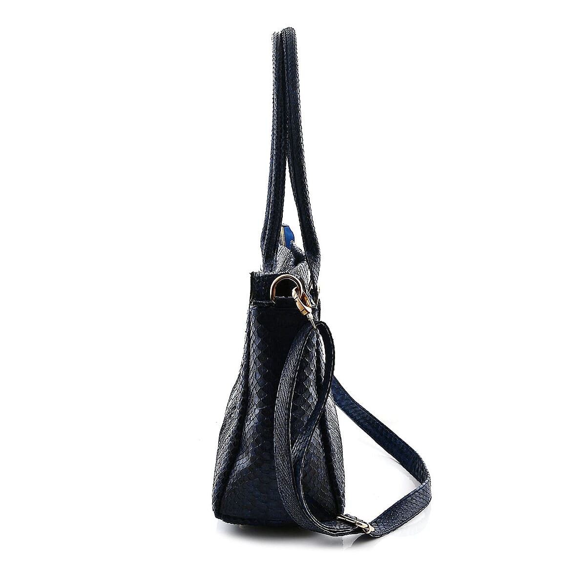 The Grand Pelle Navy Blue 100% Genuine Python Leather Handbag image number 4