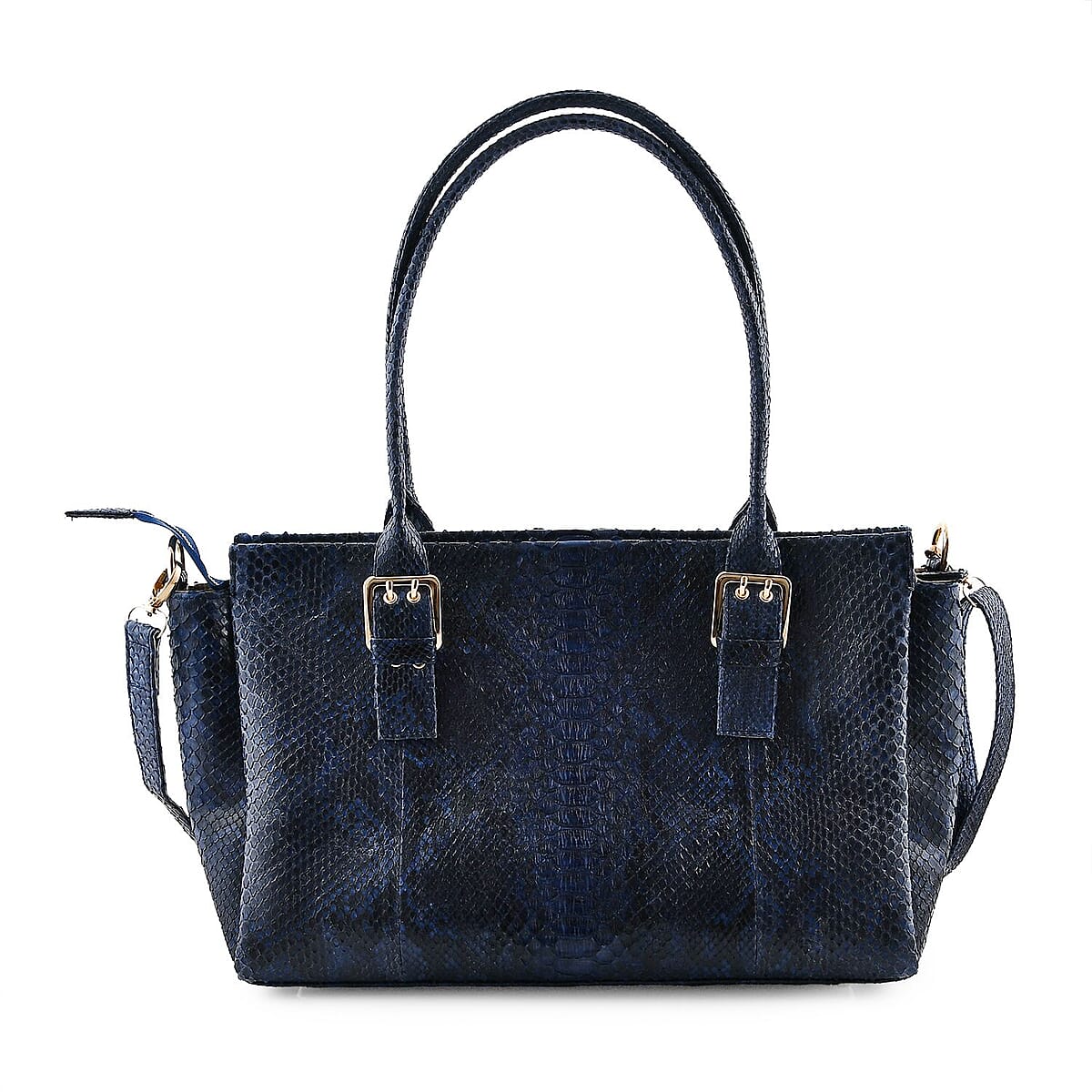 The Grand Pelle Navy Blue 100% Genuine Python Leather Handbag image number 5