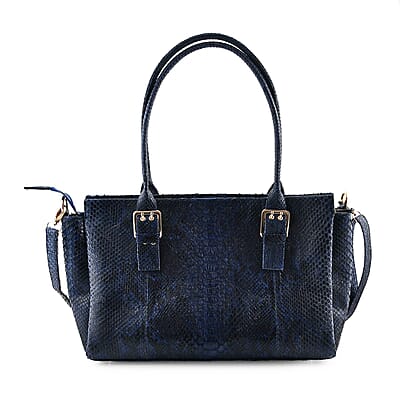 The Grand Pelle Navy Blue 100% Genuine Python Leather Handbag
