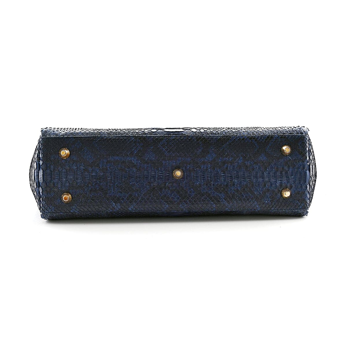 The Grand Pelle Navy Blue 100% Genuine Python Leather Handbag image number 6