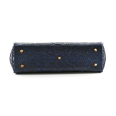 The Grand Pelle Navy Blue 100% Genuine Python Leather Handbag