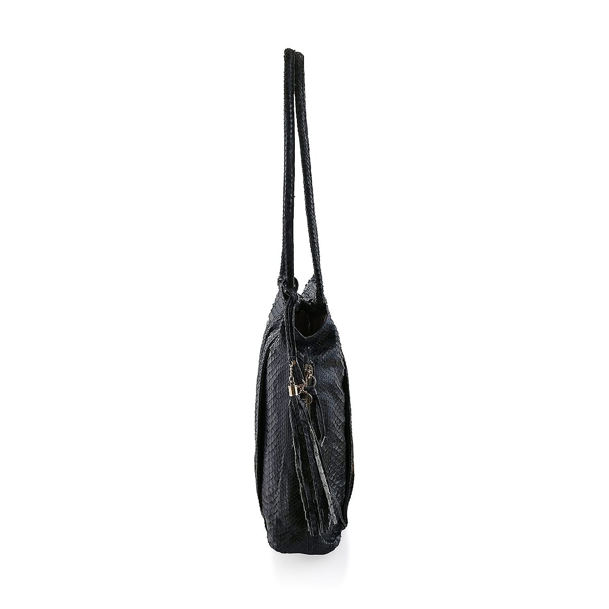 The Grand Pelle Black 100% Genuine Python Leather Tote Bag image number 3