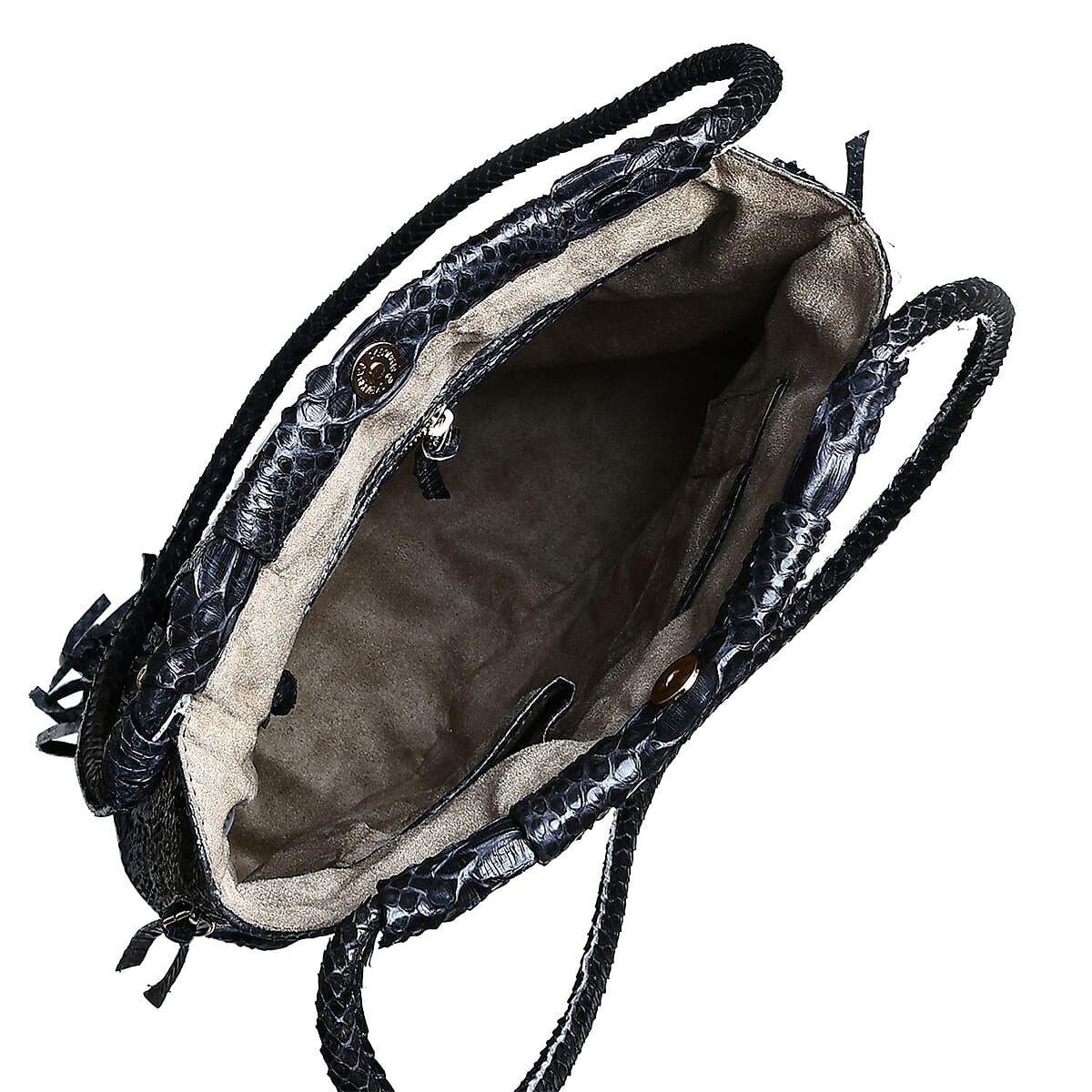 The Grand Pelle Black 100% Genuine Python Leather Tote Bag image number 6