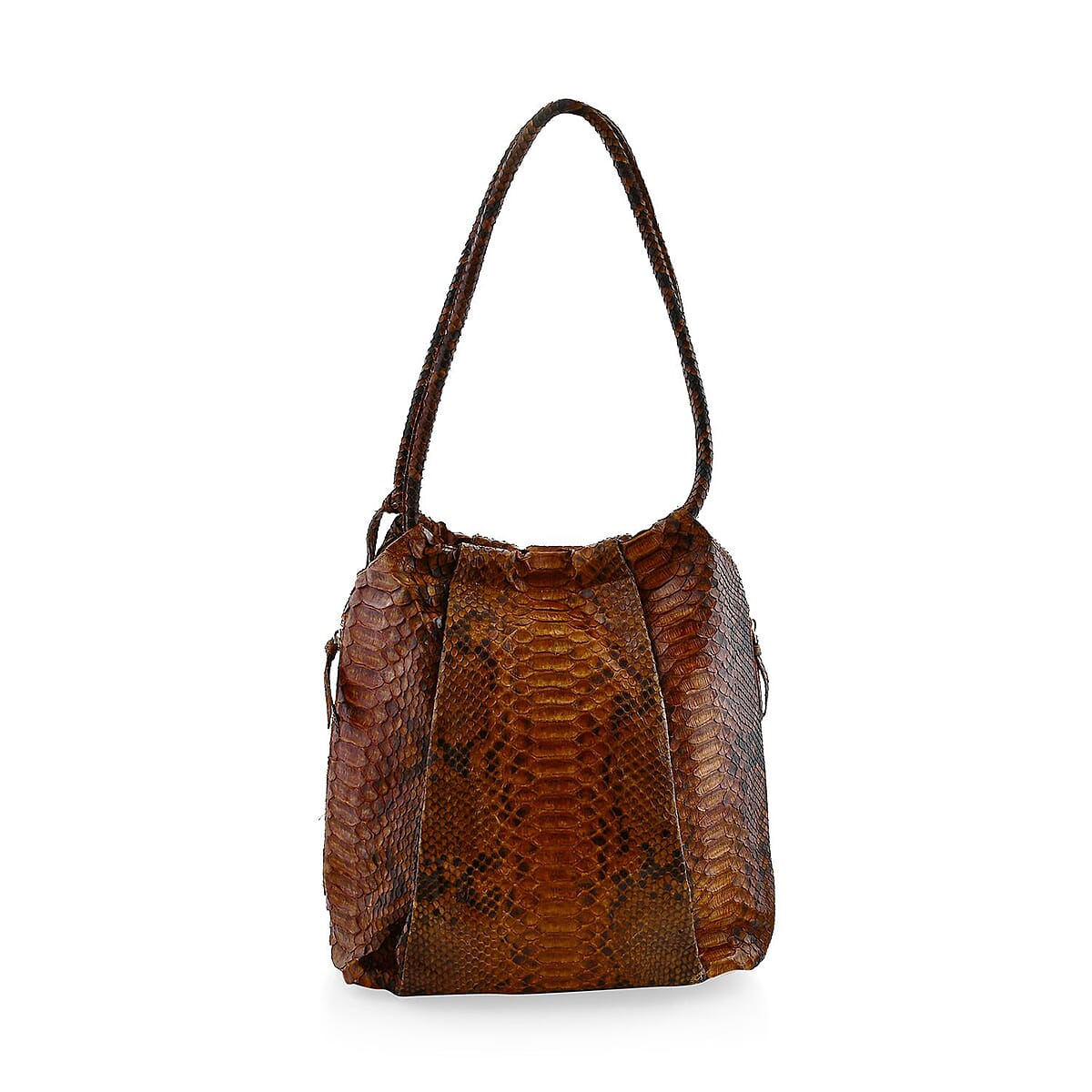 The Grand Pelle Brown 100% Genuine Python Leather Tote Bag image number 4