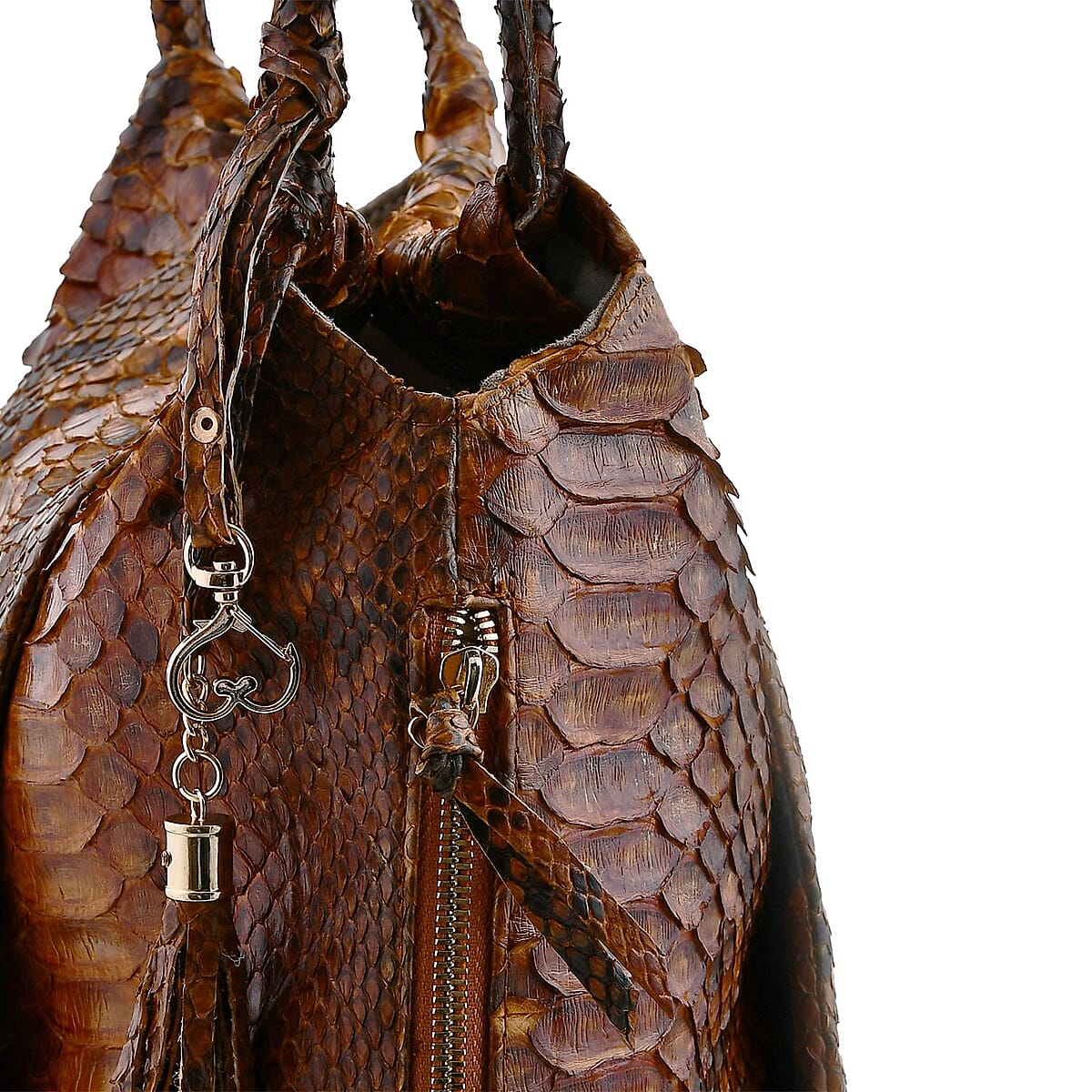 The Grand Pelle Brown 100% Genuine Python Leather Tote Bag image number 7