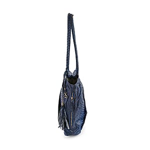 The Grand Pelle Navy Blue 100% Genuine Python Leather Tote Bag