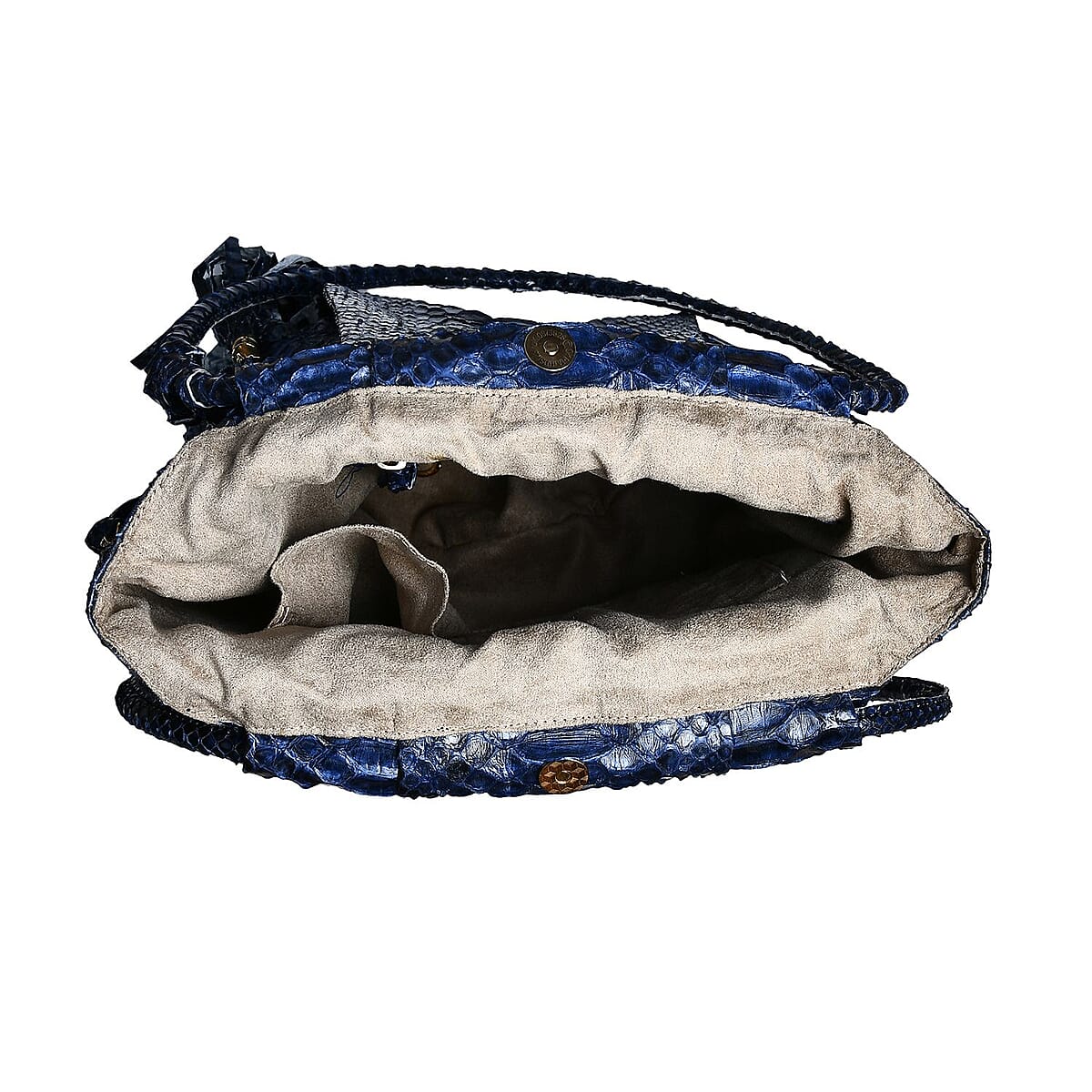 The Grand Pelle Navy Blue 100% Genuine Python Leather Tote Bag image number 6