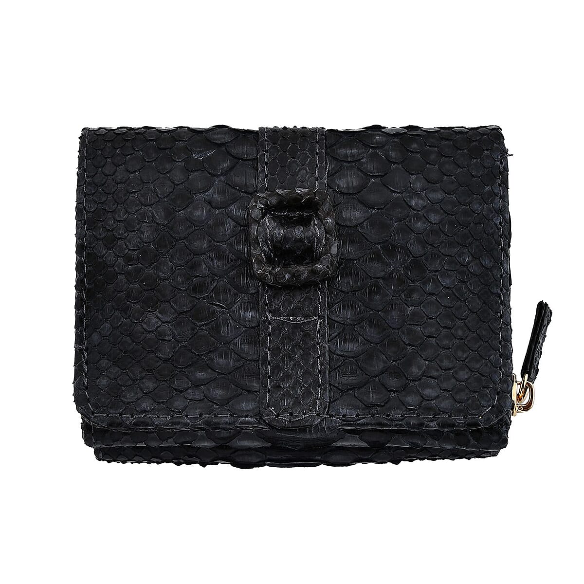 The Grand Pelle Black 100% Genuine Python Leather Womens Wallet image number 0
