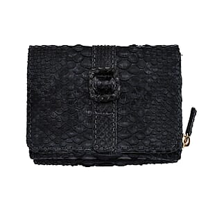 The Grand Pelle Black 100% Genuine Python Leather Womens Wallet