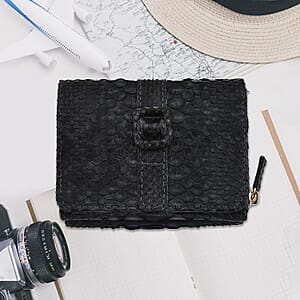 The Grand Pelle Black 100% Genuine Python Leather Womens Wallet