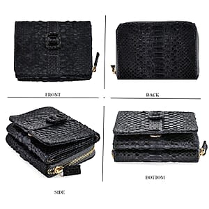 The Grand Pelle Black 100% Genuine Python Leather Womens Wallet