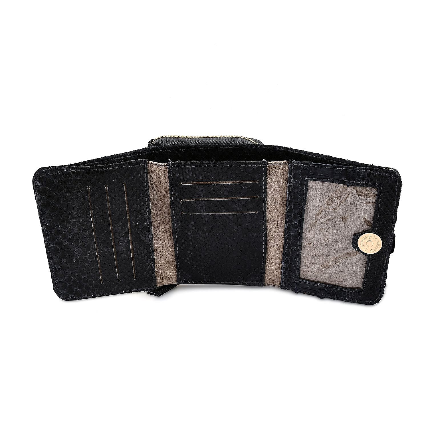 The Grand Pelle Black 100% Genuine Python Leather Womens Wallet