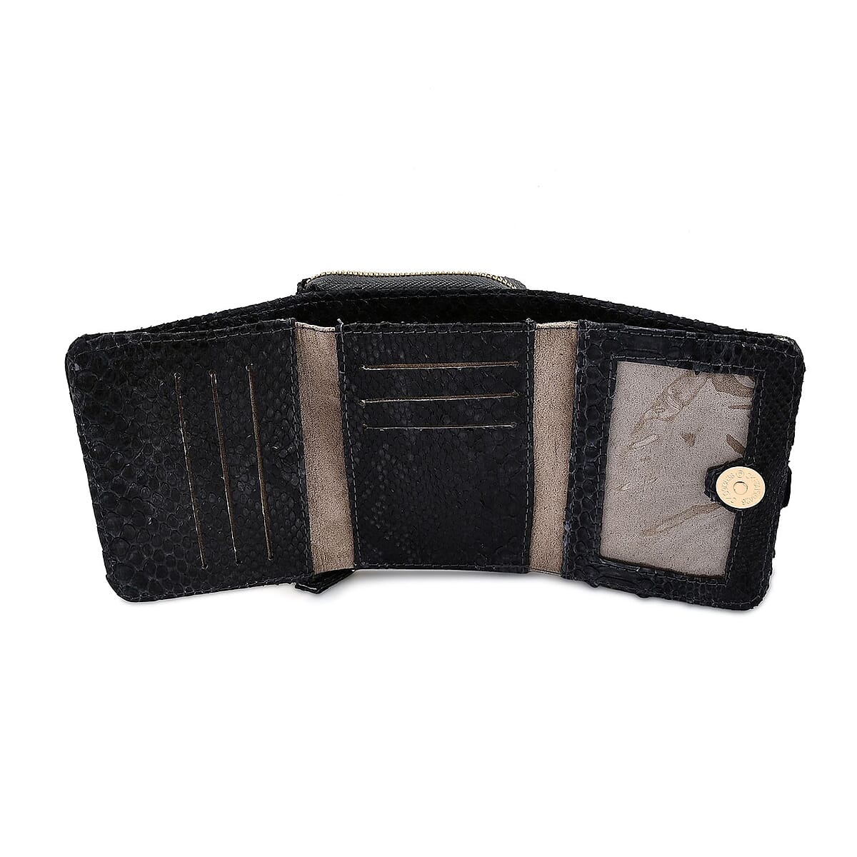 The Grand Pelle Black 100% Genuine Python Leather Womens Wallet image number 4