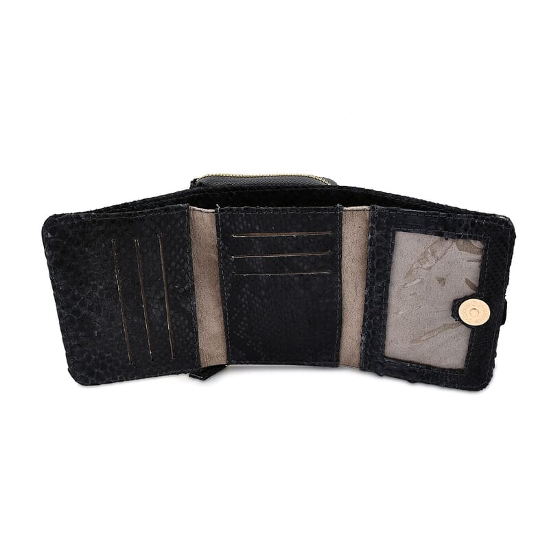 The Grand Pelle Black 100% Genuine Python Leather Womens Wallet