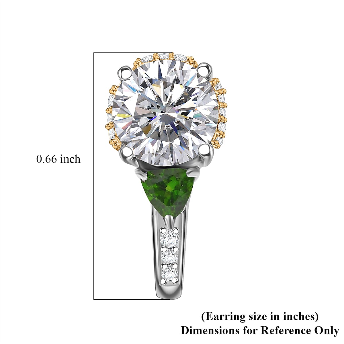 D'Joy Heart and Arrow Cut Moissanite and Chrome Diopside 3.30 ctw J-Hoop Earrings in 18K Vermeil YG and Rhodium Over Sterling Silver image number 5