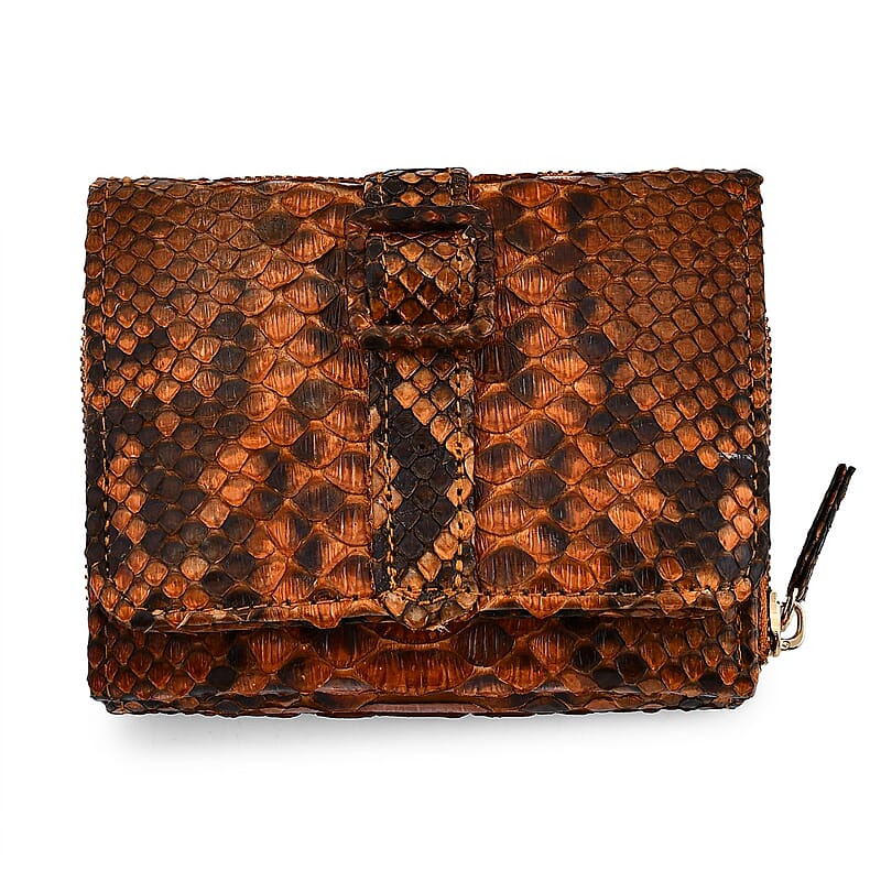 The Grand Pelle Brown 100% Genuine Python Leather Womens Wallet