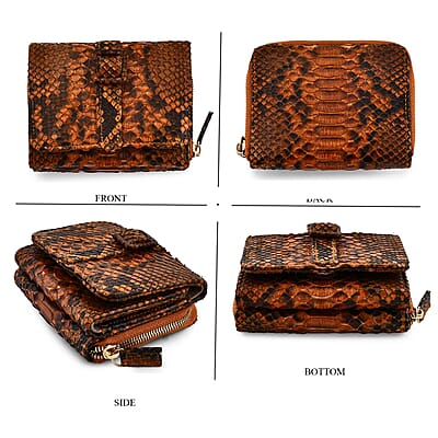 The Grand Pelle Brown 100% Genuine Python Leather Womens Wallet