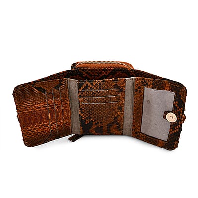 The Grand Pelle Brown 100% Genuine Python Leather Womens Wallet