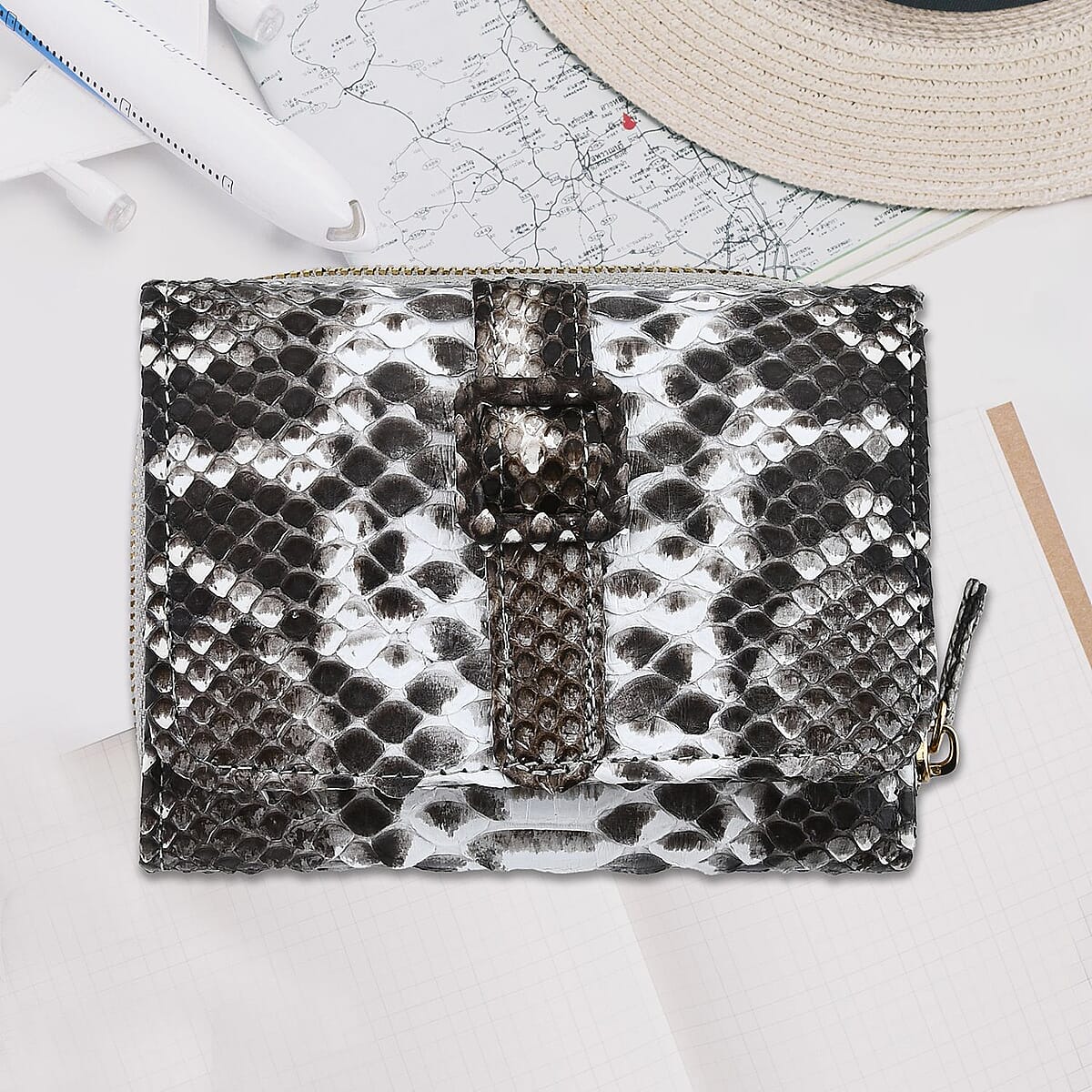 The Grand Pelle Natural 100% Genuine Python Leather Womens Wallet image number 1