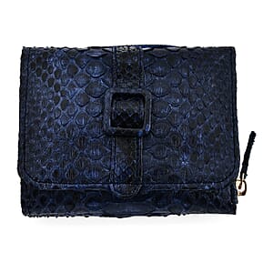 The Grand Pelle Navy Blue 100% Genuine Python Leather Womens Wallet