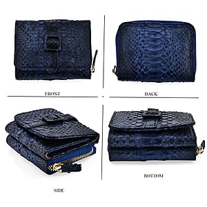 The Grand Pelle Navy Blue 100% Genuine Python Leather Womens Wallet