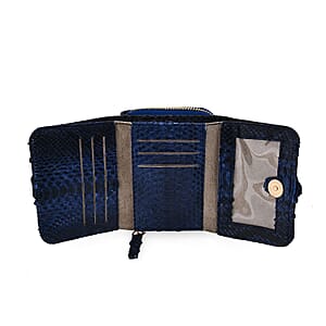 The Grand Pelle Navy Blue 100% Genuine Python Leather Womens Wallet