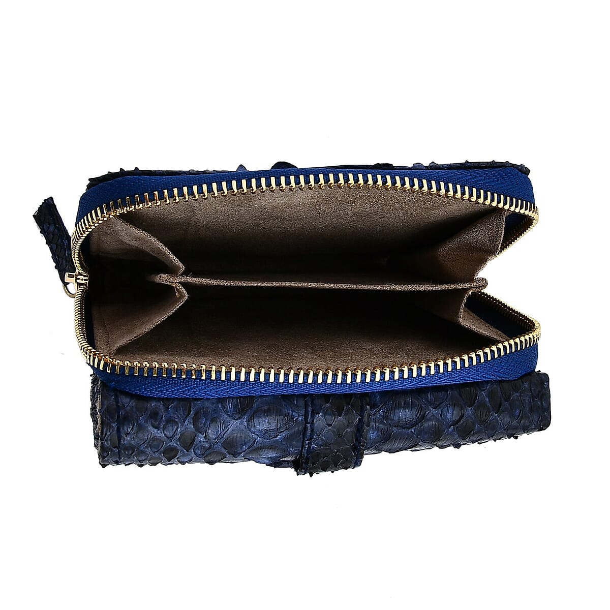 The Grand Pelle Navy Blue 100% Genuine Python Leather Womens Wallet image number 5