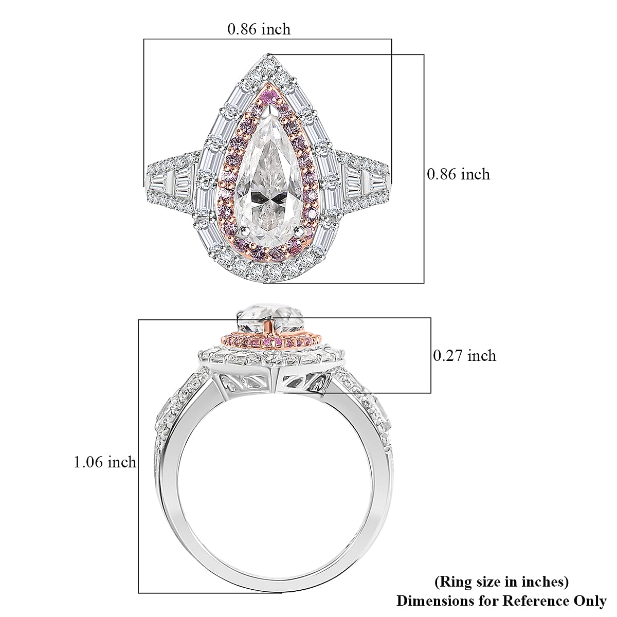 D'Joy Moissanite and Mozambique Pink Sapphire 3.70 ctw Art Deco Ring in Rhodium Over Sterling Silver (Size 6.0) image number 5