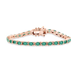 AAA Kagem Zambian Emerald 5.40 ctw Tennis Bracelet in 18K Vermeil Rose Gold Over Sterling Silver (8.00 In) 5.40 ctw