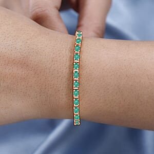D'Joy Premium Kagem Zambian Emerald 5.40 ctw Tennis Bracelet in 18K Vermeil Rose Gold Over Sterling Silver (8.00 In) 5.40 ctw (Del. in 10-12 Days)