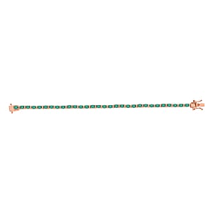 D'Joy Premium Kagem Zambian Emerald 5.40 ctw Tennis Bracelet in 18K Vermeil Rose Gold Over Sterling Silver (8.00 In) 5.40 ctw (Del. in 10-12 Days)