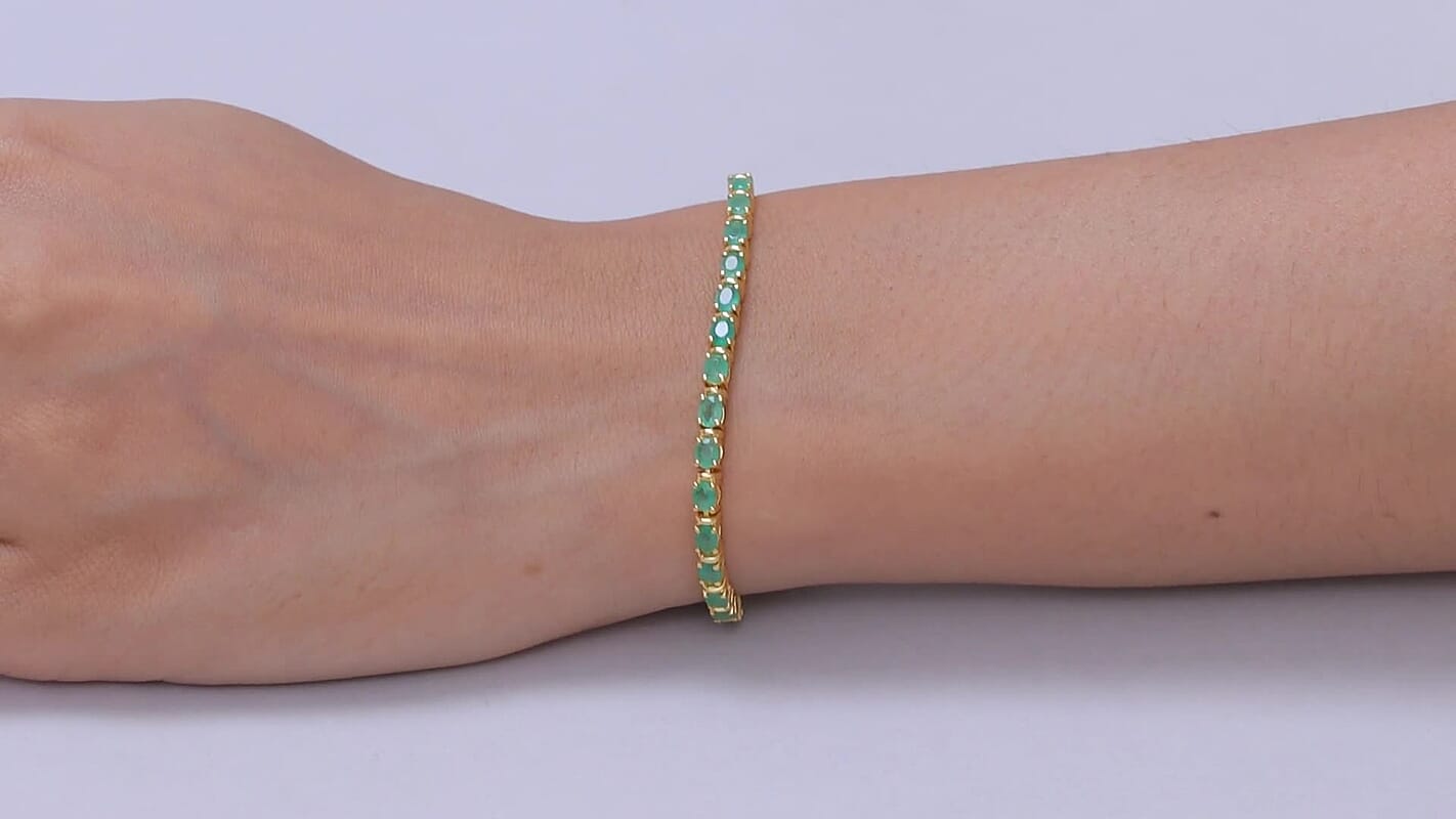 AAA Kagem Zambian Emerald Tennis Bracelet in 18K Vermeil Rose Gold Over Sterling Silver (8.00 In) 5.40 ctw