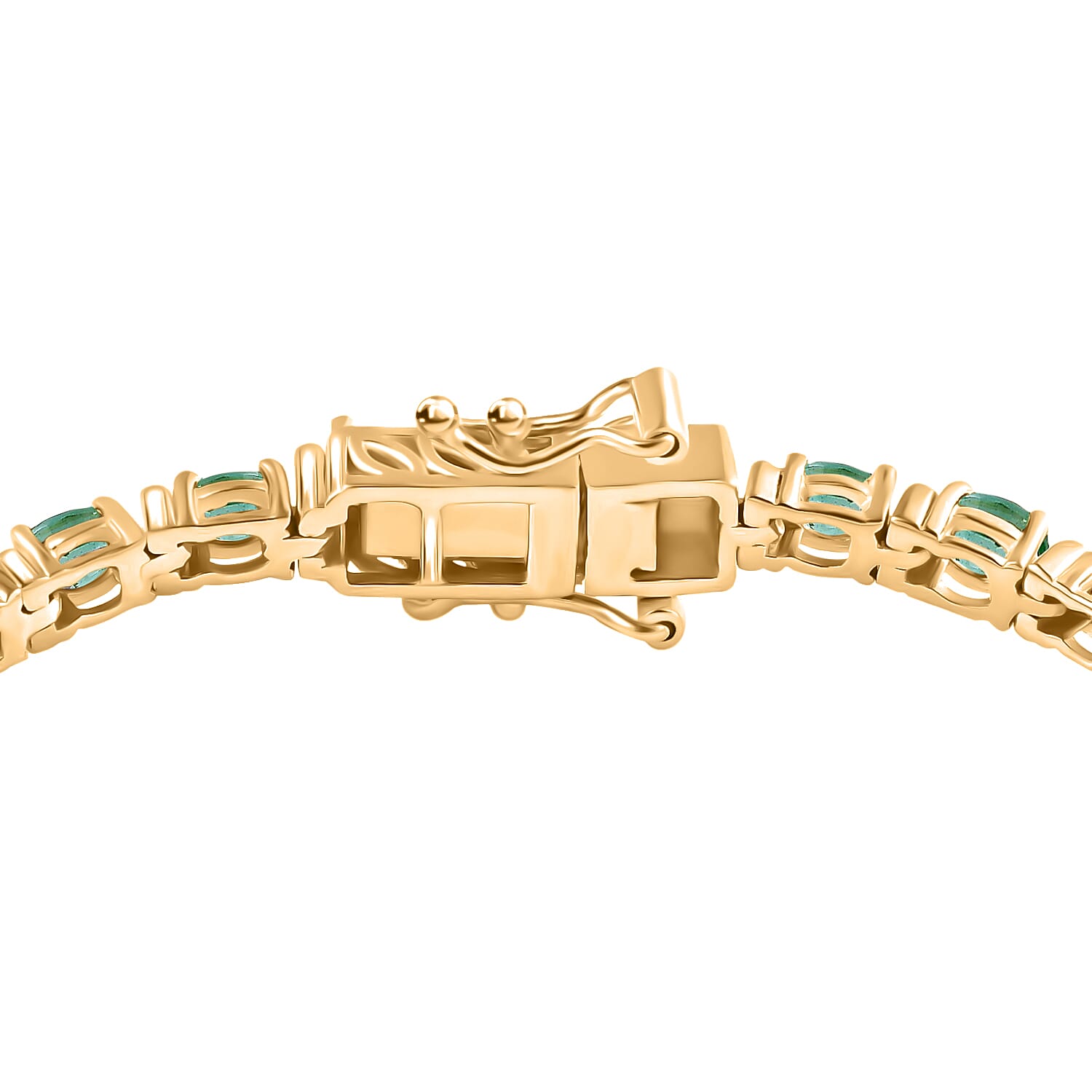 D'Joy Premium Kagem Zambian Emerald 5.40 ctw Tennis Bracelet in 18K Vermeil Yellow Gold Over Sterling Silver (8.00 In)