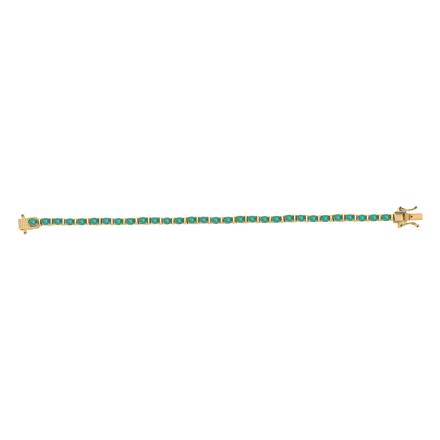 D'Joy Premium Kagem Zambian Emerald 5.40 ctw Tennis Bracelet in 18K Vermeil Yellow Gold Over Sterling Silver (8.00 In)