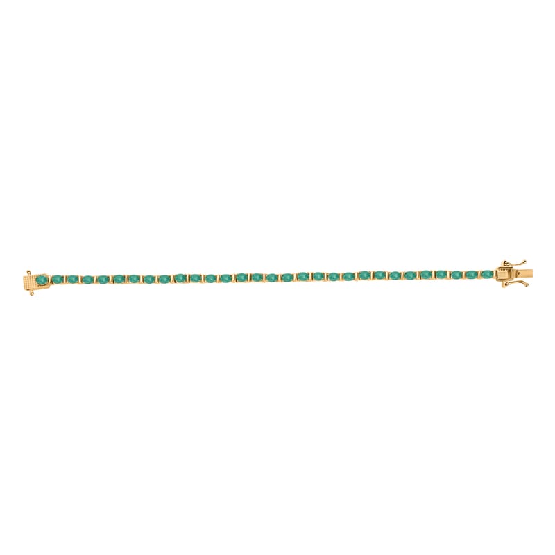 D'Joy Premium Kagem Zambian Emerald 5.40 ctw Tennis Bracelet in 18K Vermeil Yellow Gold Over Sterling Silver (8.00 In)