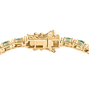 D'Joy Premium Zambian Emerald 5.10 ctw Tennis Bracelet in 18K Vermeil Yellow Gold Over Sterling Silver (7.25 In)