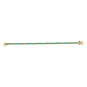 D'Joy Premium Zambian Emerald 5.10 ctw Tennis Bracelet in 18K Vermeil Yellow Gold Over Sterling Silver (7.25 In)