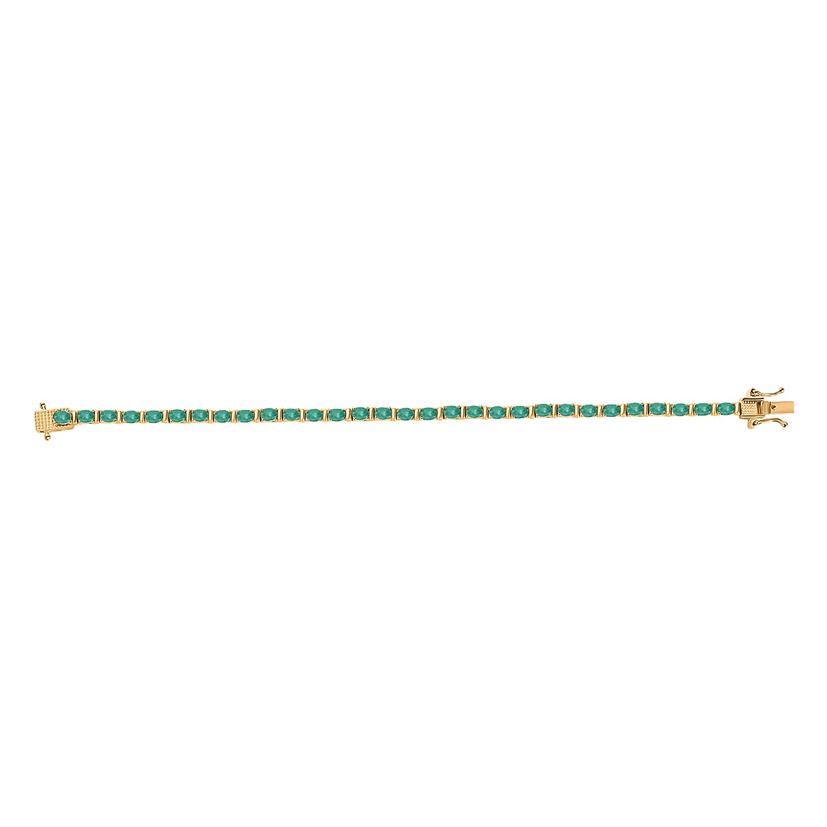 D'Joy Premium Kagem Zambian Emerald 4.80 ctw Tennis Bracelet in 18K Vermeil Yellow Gold Over Sterling Silver (6.50 In) (Del. in 10-12 Days) image number 3