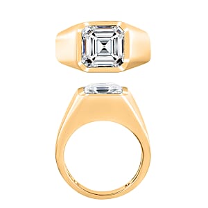 D'Joy Asscher Cut Moissanite 5.55 ctw Ring in 18K Vermeil Yellow Gold Over Sterling Silver (Size 10.0) (Del. in 10-12 Days)