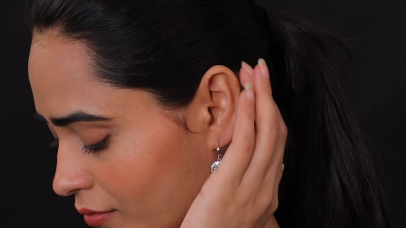 D'Joy Moissanite (Oct 10x5mm), Tsavorite Garnet Art Deco Lever Back Earrings in Rhodium Over Sterling Silver 5.80 ctw