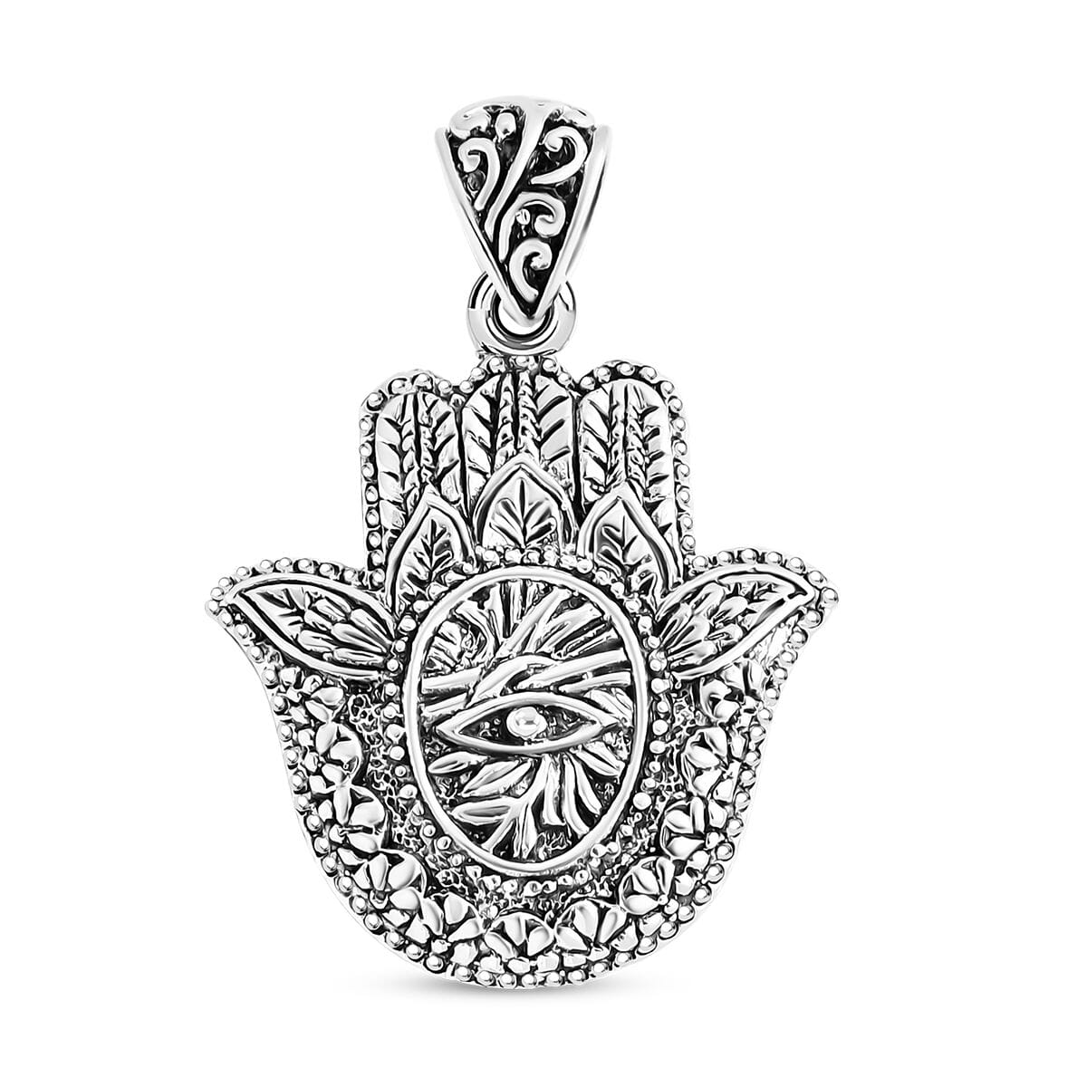   Bali Legacy Sterling Silver Hamsa Pendant without Chain 5.88 Grams image number 0