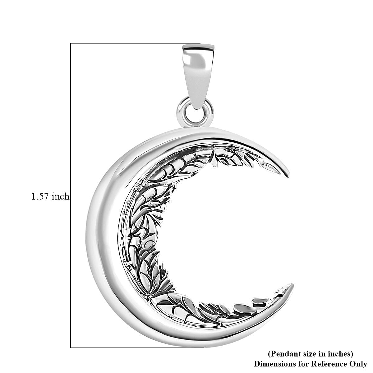 Bali Legacy Sterling Silver Half Moon Pendant without Chain 4.30 Grams image number 5