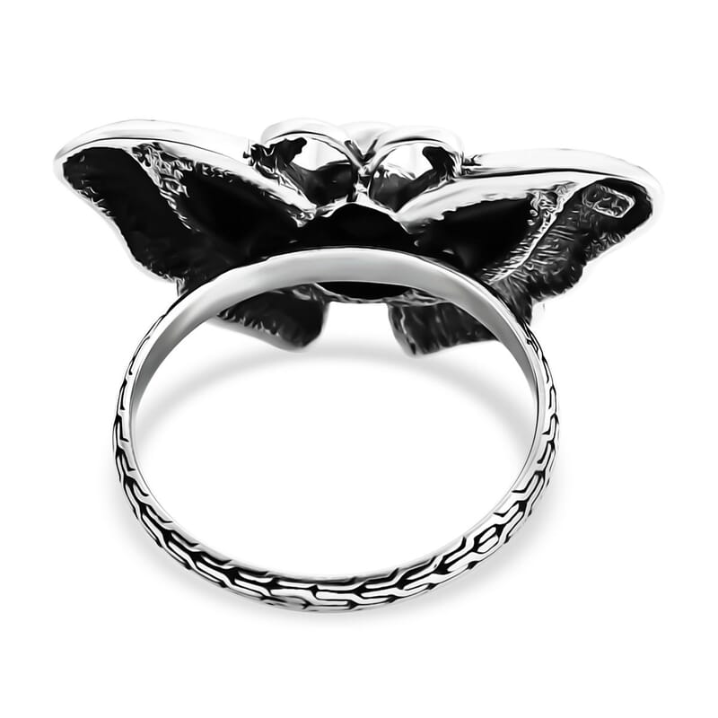 Bali Legacy Chrome Diopside and Abalone Shell 1.25 ctw Butterfly Ring in Sterling Silver (Size 10.0)